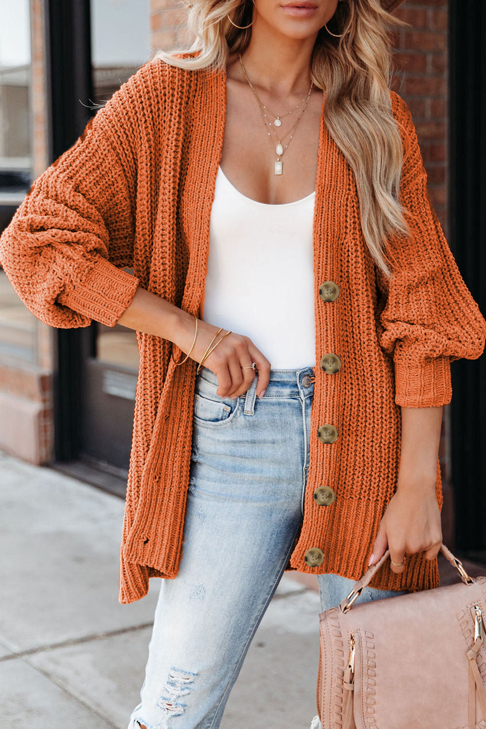 Rachel Front Chunky Cardigan Sweater-0